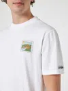 Mc2 Saint Barth Man Cotton T-shirt With St. Tropez Postcard Front And Back Print Alessandro Enriquez Special Edition In White