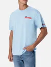 Mc2 Saint Barth Man Cotton T-shirt With Santa Margherita Addicted Postcard Placed Print In Sky