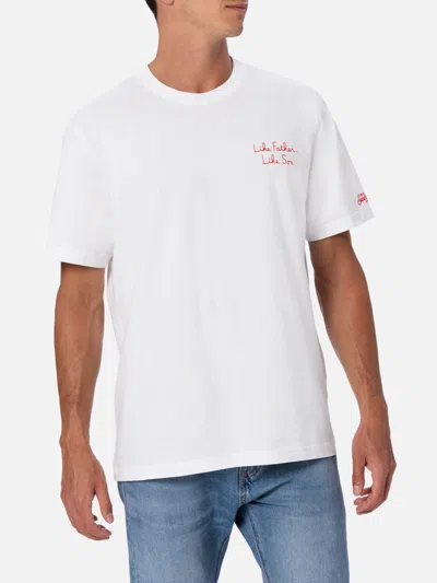 Mc2 Saint Barth Man Cotton T-shirt With The Simpson Front Embroidery And Back Print The Simpson Special Edition In White