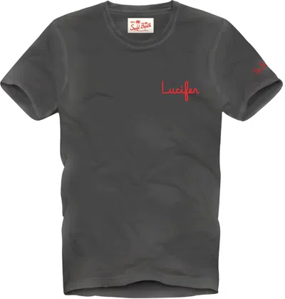 Mc2 Saint Barth Man Black T-shirt With Embroidery