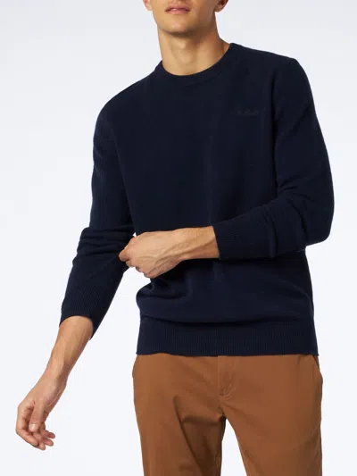 MC2 SAINT BARTH MAN CREWNECK BLUE SWEATER WITH ST. BARTH EMBROIDERY