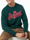 Mc2 Saint Barth Man Crewneck Green Sweater With St. Barth Embroidery In Green