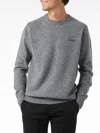 Mc2 Saint Barth Man Crewneck Grey Sweater With St. Barth Embroidery In Grey