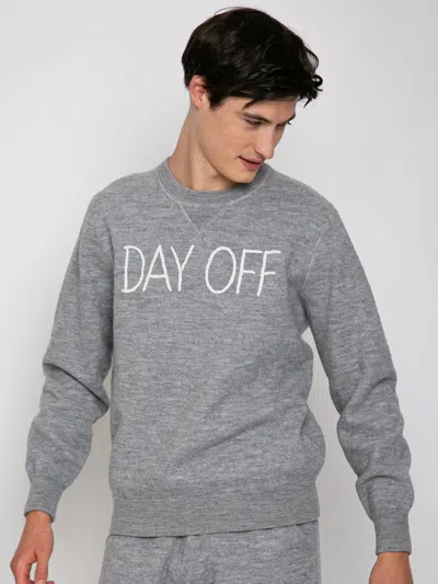 Mc2 Saint Barth Crewneck Knitted Sweater With Day Off Embroidery In Grey