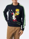Mc2 Saint Barth Man Crewneck Sweater With Bart Simpson Jacquard Print The Simpsons Special Edition In Blue
