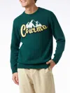 Mc2 Saint Barth Man Crewneck Sweater With Courma Mountains Jacquard In Green