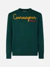 Mc2 Saint Barth Man Crewneck Sweater With Courmayeur Après Ski Embroidery In Green
