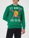 Mc2 Saint Barth Man Crewneck Sweater With Crypto Ducky Jacquard Print Crypto Puppets Special Edition In Green