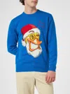 Mc2 Saint Barth Man Crewneck Sweater With Crypto Ducky Jacquard Print Crypto Puppets Special Edition In Sky