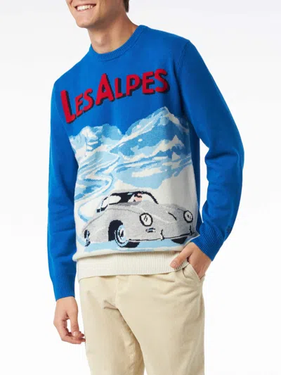 Mc2 Saint Barth Les Alpes Intarsia-knit Jumper In Bluette