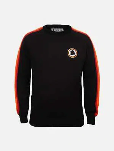 Pre-owned Mc2 Saint Barth Man Crewneck Sweater With Roma Patch | As Roma Special Edition In Black
