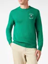 Mc2 Saint Barth Man Crewneck Sweater With Snoopy Tennis Jacquard Snoopy - ©peanuts Special Edition In Green