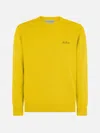 Mc2 Saint Barth Man Crewneck Yellow Sweater With St. Barth Embroidery In Yellow
