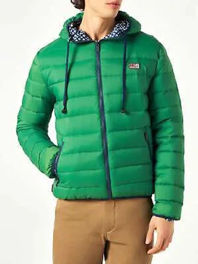 Pre-owned Mc2 Saint Barth Man Double Face Green Down Jacket