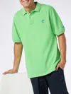 Mc2 Saint Barth Man Fluo Green Piquet Polo With St. Barth Logo And Vintage Effect In Fluo