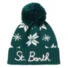 Mc2 Saint Barth Man Green Beanie With Norwegian Pattern In Green