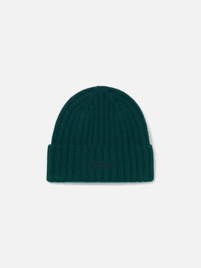Mc2 Saint Barth Man Green Beanie With St. Barth Embroidery