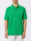 Mc2 Saint Barth Man Green Cotton Piquet Polo Shirt Beverly Hills With Palm Embroidery In Green