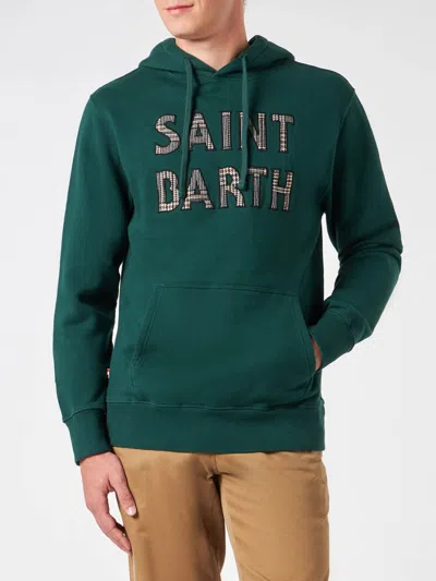 Mc2 Saint Barth Man Green Hoodie With Saint Barth Patch