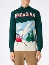 Mc2 Saint Barth Man Green Sweater With Knitted Postcard In Green