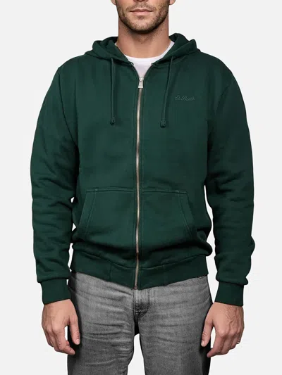 Mc2 Saint Barth Man Green Zipped And Hooded Sweatshirt Mercer With St. Barth Embroidery In Apple Green