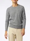 Mc2 Saint Barth Man Crewneck Grey Melange Sweater With St. Barth Embroidery In Grey
