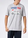 MC2 SAINT BARTH MAN HEAVY COTTON T-SHIRT WITH SPIDER MAN AND CART PRINT
