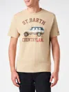 Mc2 Saint Barth Man Heavy Cotton T-shirt With St. Barth Countryland Print In White