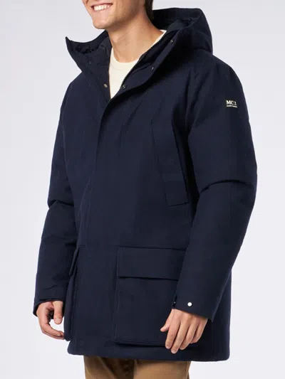 Mc2 Saint Barth Man Hooded Blue Parka Jacket