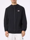 Mc2 Saint Barth Man Hooded Lightweight Black Fabric Windbreaker Sloop In Black