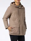 Mc2 Saint Barth Man Hooded Parka With Herringbone Print In White