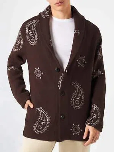 Pre-owned Mc2 Saint Barth Man Knit Jacket With Paisley Print In Brown