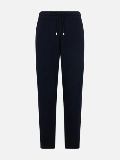 Mc2 Saint Barth Man Knitted Black Jogger Pants In Blue
