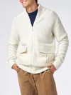 Mc2 Saint Barth Man Knitted Bomber With Felt Pockets In White