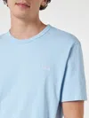 Mc2 Saint Barth Man Light Blue Terry T-shirt Gary With St. Barth Embroidery In Sky