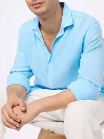 MC2 SAINT BARTH MAN LIGHT BLUE LINEN SHIRT PAMPLONA