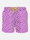 Mc2 Saint Barth Man Light Fabric Swim Shorts With Crabs Print In Pink
