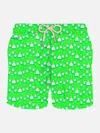 Mc2 Saint Barth Man Light Fabric Swim Shorts With Tequila Print In Fluo