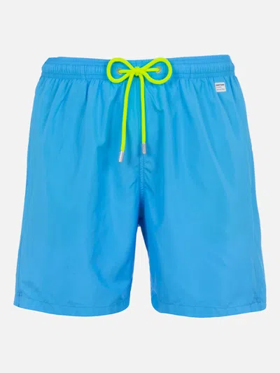Mc2 Saint Barth Man Lightweight Fabric Aqua Blue Swim-shorts Lighting Pantone Pantone Special Edition In Sky
