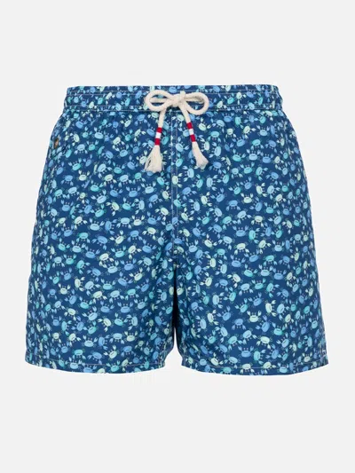 Mc2 Saint Barth Granky Crab-print Swim Shorts In Blue