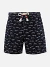 Mc2 Saint Barth Man Lightweight Fabric Swim-shorts Lighting 70 With Micro Cheeta Print In Black