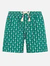 Mc2 Saint Barth Man Lightweight Fabric Swim-shorts Lighting 70 With Rabbit Print In Green