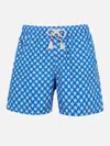 Mc2 Saint Barth Man Lightweight Fabric Swim-shorts Lighting 70 With Seastars Print In Sky