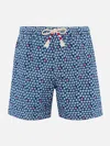 Mc2 Saint Barth Man Lightweight Fabric Swim-shorts Lighting 70 With Starfishes Print In Blue