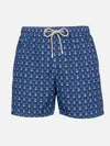 Mc2 Saint Barth Man Lightweight Fabric Swim-shorts Lighting Micro Fantasy With Anchor Print In Blue