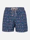 Mc2 Saint Barth Man Lightweight Fabric Swim-shorts Lighting Micro Fantasy With Aperol Spritz Print Aperol Special Ed In Blue