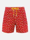Mc2 Saint Barth Man Lightweight Fabric Swim-shorts Lighting Micro Fantasy With Beer Print In Red