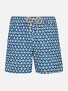 Mc2 Saint Barth Man Lightweight Fabric Swim-shorts Lighting Micro Fantasy With Crab Print In White