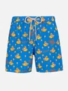 Mc2 Saint Barth Man Lightweight Fabric Swim-shorts Lighting Micro Fantasy With Ducky Cryptopuppets Print Cryptopuppe In Blue