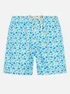 Mc2 Saint Barth Man Lightweight Fabric Swim-shorts Lighting Micro Fantasy With Elephant Print In Green